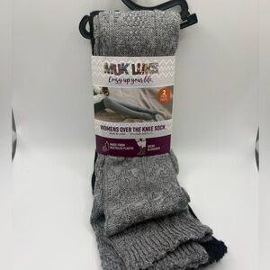 Muk Luks Gray Over the Knee Socks - 2 Pack